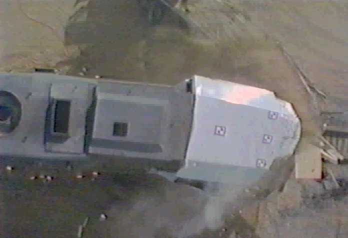 Locomotive with embedded coil of steel.